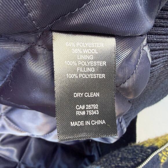 House of Harlow plaid bomber jacket - wool blend - blue - yellow - coat  size XS - Picture 6 of 7